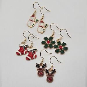 .925 Holiday Earrings Set Of 4